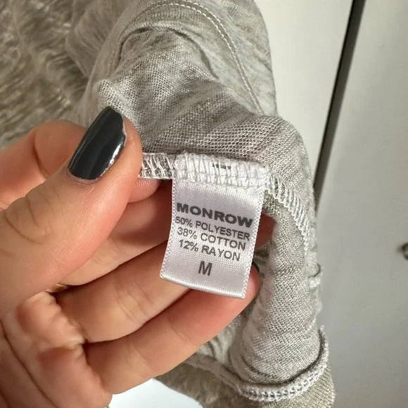 Monrow Textured Relaxed Tee - Light Grey - Picture 6 of 9